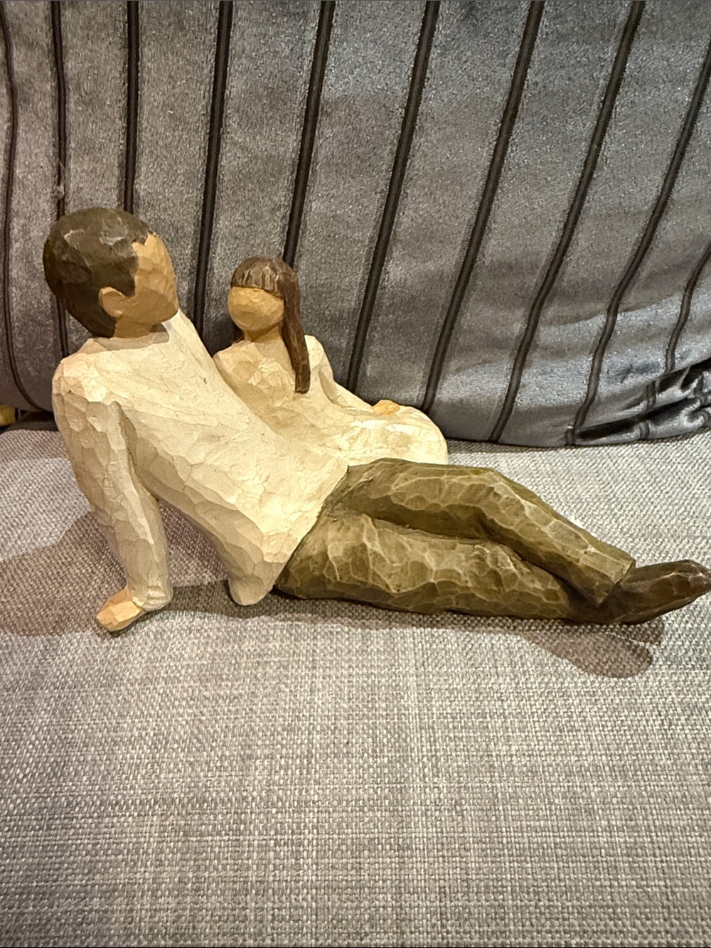 Willow Tree Father and Daughter Figurine - Cream & Olive Green